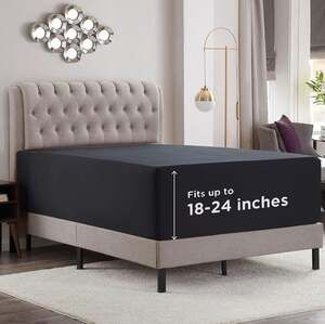 Empyrean Black Extra Deep Pocket Fitted Sheet Queen, Hotel Luxury Queen Fitted S